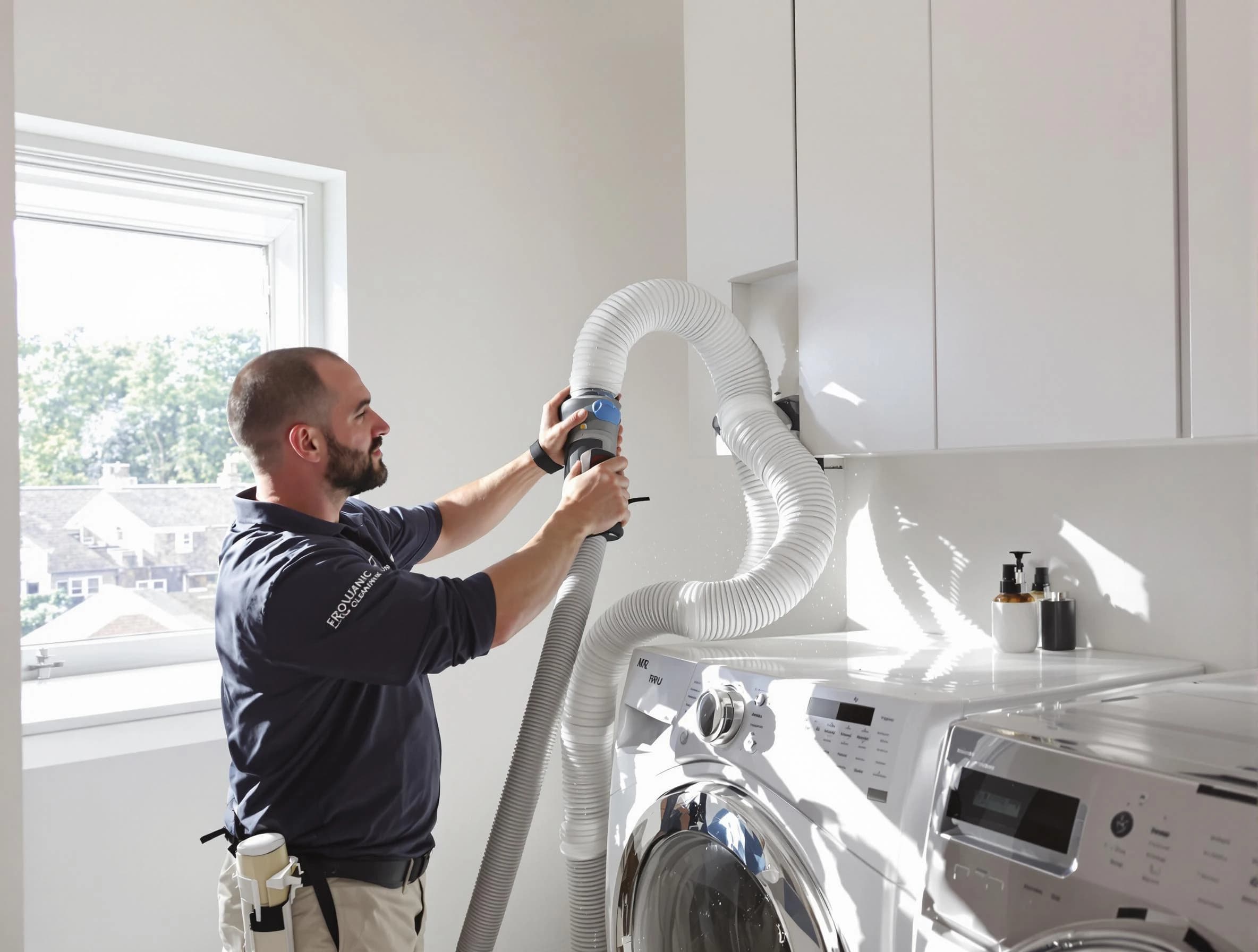 Certified Avondale Estates Dryer Vent Cleaning technician performing dryer vent cleaning in Avondale Estates