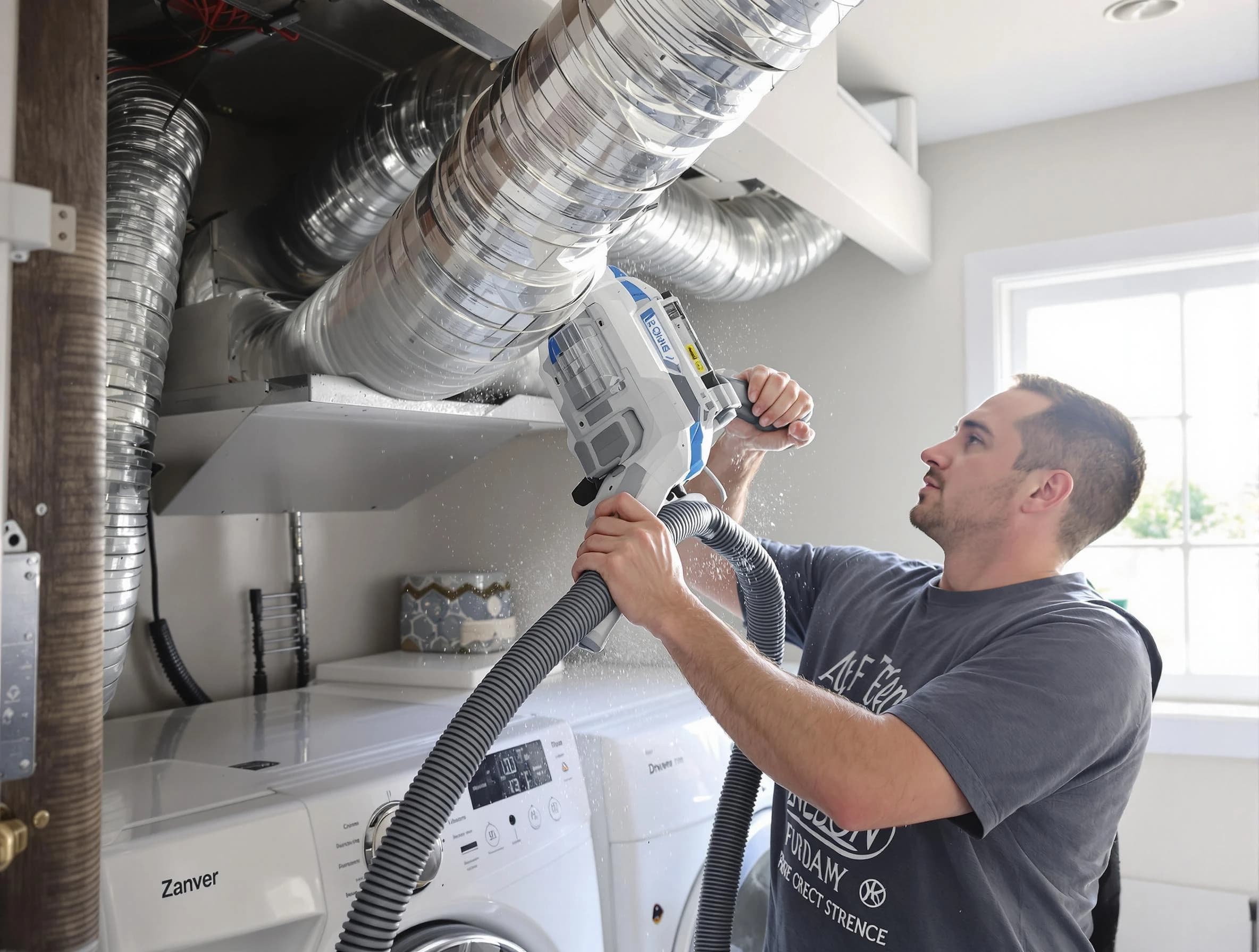 Avondale Estates Dryer Vent Cleaning specialist cleaning deep within a dryer vent duct system in Avondale Estates